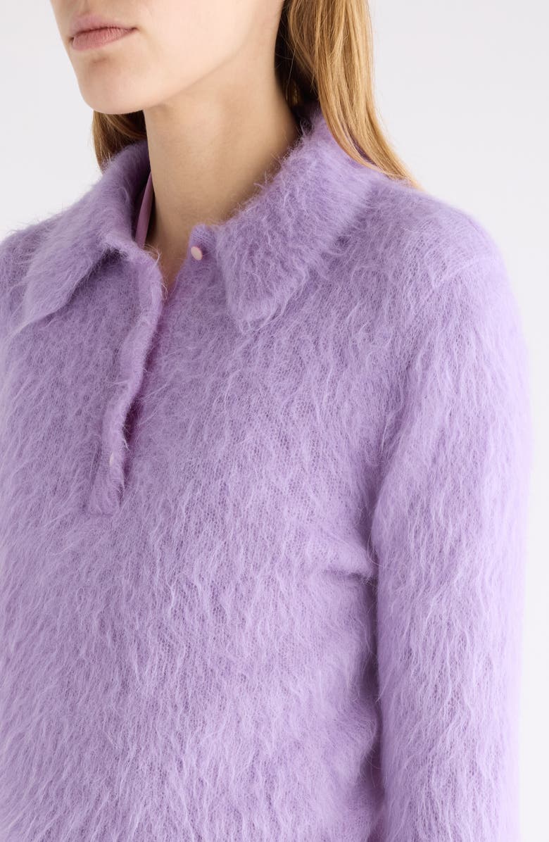 Chloé Brushed Alpaca Blend Polo Sweater, Alternate, color, Dreamy Lavender