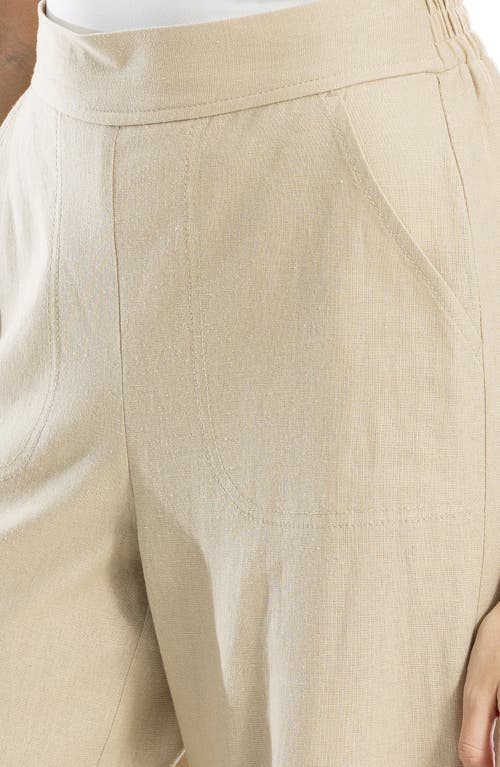 Max Studio Stripe High Waist Linen & Cotton Pants