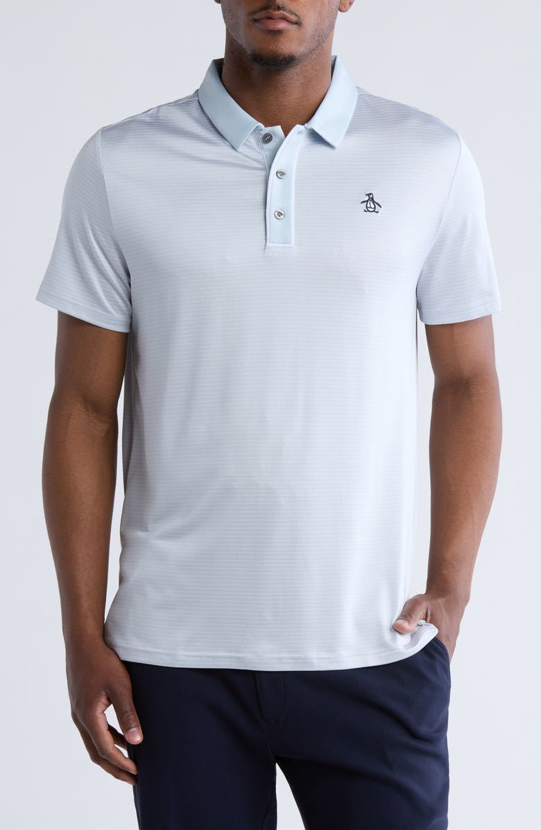 Original Penguin Stripe Polo, Main, color, Gray Dawn