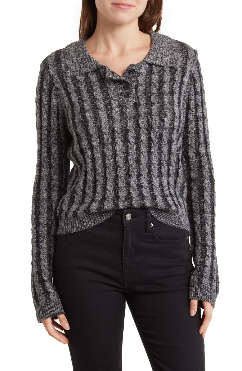 Love By Design Clara Ribbed Sweater, Main, color, Black/ Charcoal