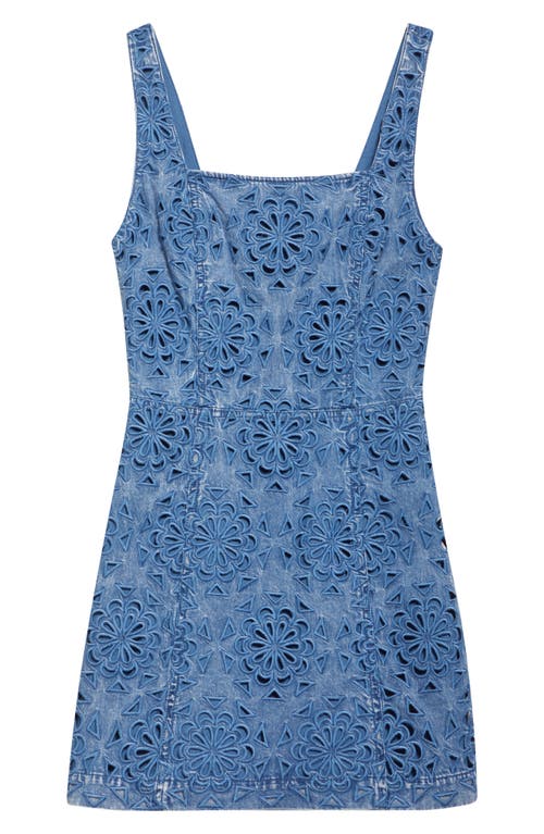 Alice And Olivia Maryann Floral Cutout Denim Dress In Avery Blue In Blue