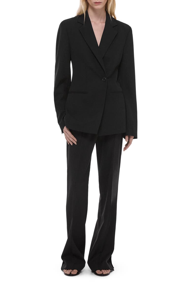 Cutaway Wool Blazer, Alternate, color, BLACK