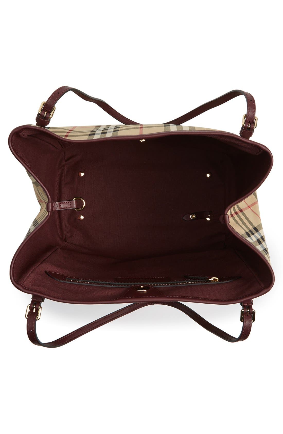 Burberry 'Small Canter' Horseferry Check & Leather Tote, Alternate, color, 