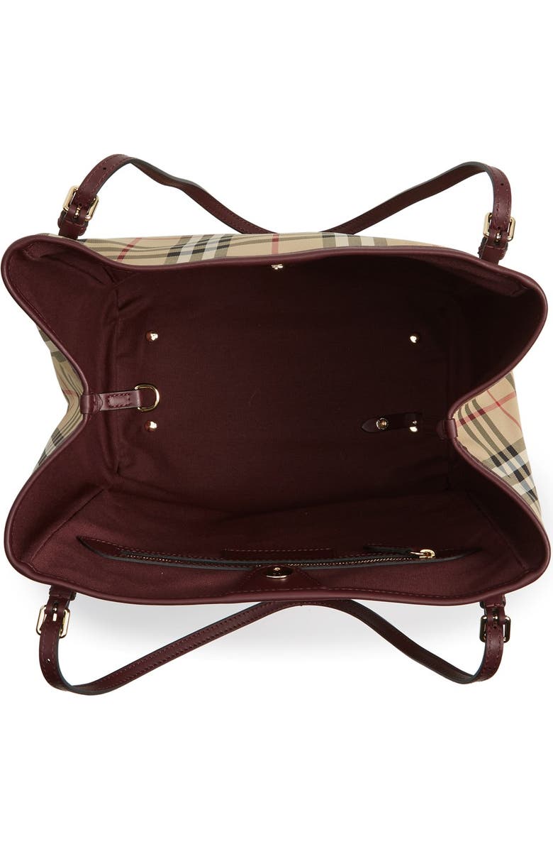 Burberry 'Small Canter' Horseferry Check & Leather Tote, Alternate, color,