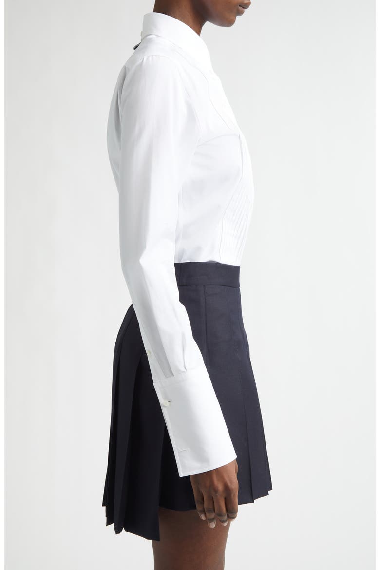 Plissé Bib Button-Down Shirt, Alternate, color, WHITE