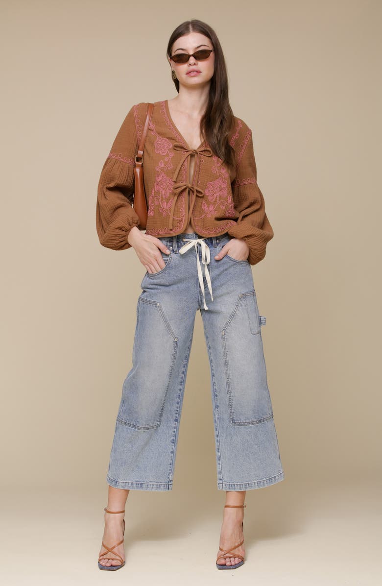 Avec Les Filles Drawstring Crop Jeans, Alternate, color, Badlands Wash