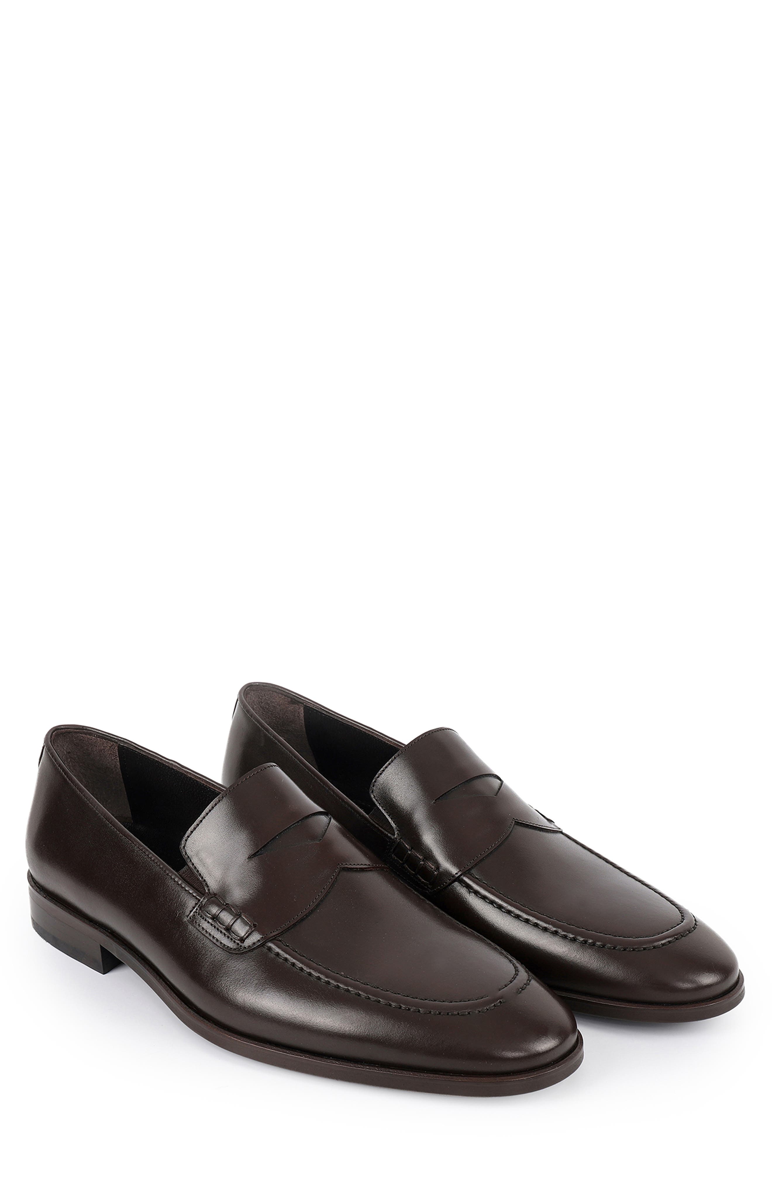 Fulton Penny Loafer, Alternate, color, DARK BROWN