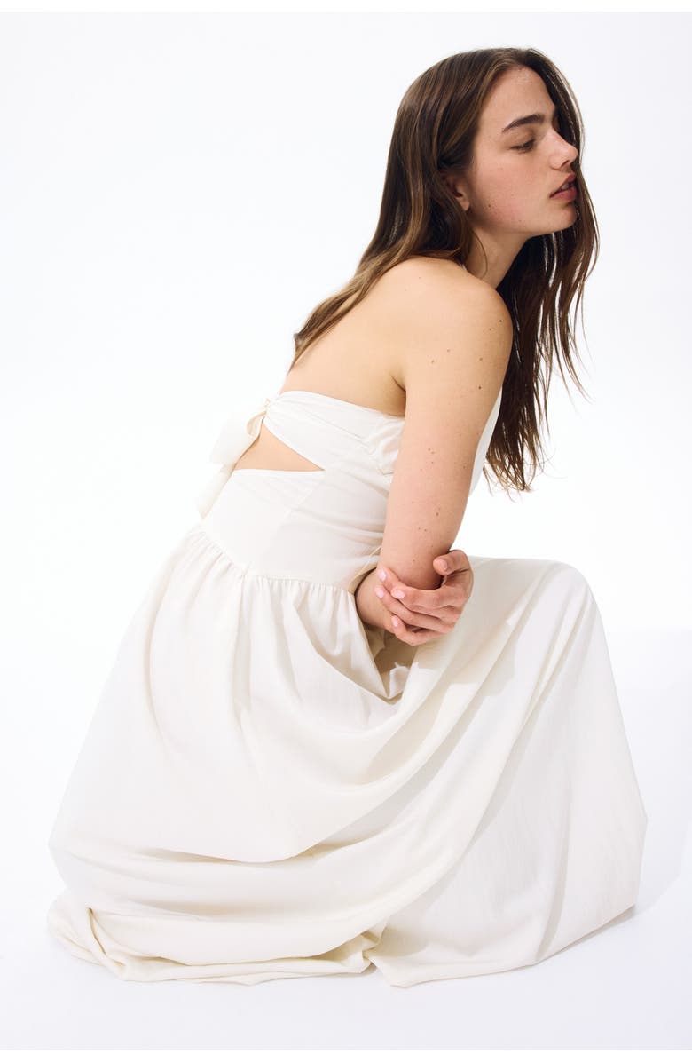H&M Ruched Halterneck Dress, Alternate, color, Cream
