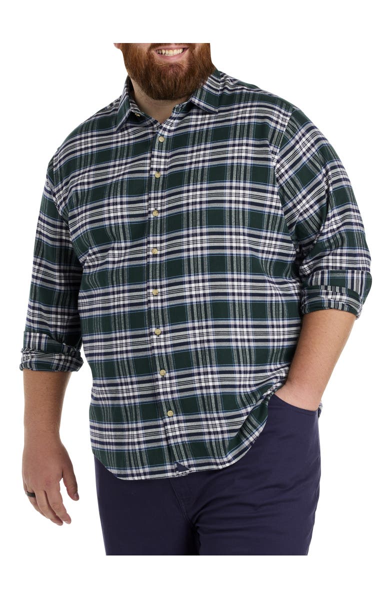 Untuckit Fit by Dxl Big & Tall Flannel Ray Sport Shirt, Alternate, color, Green
