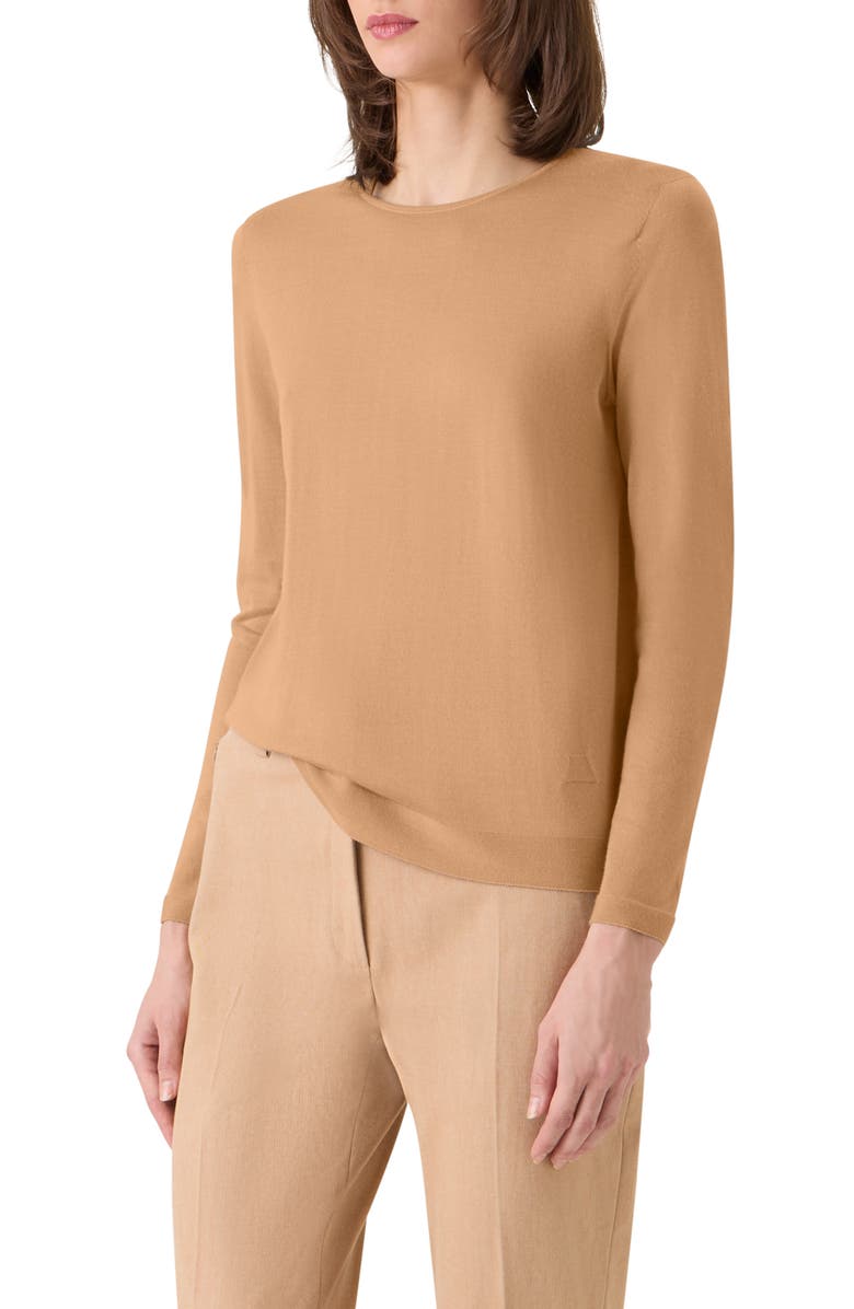 Akris Fine Cashmere & Silk Sweater, Alternate, color, Camel
