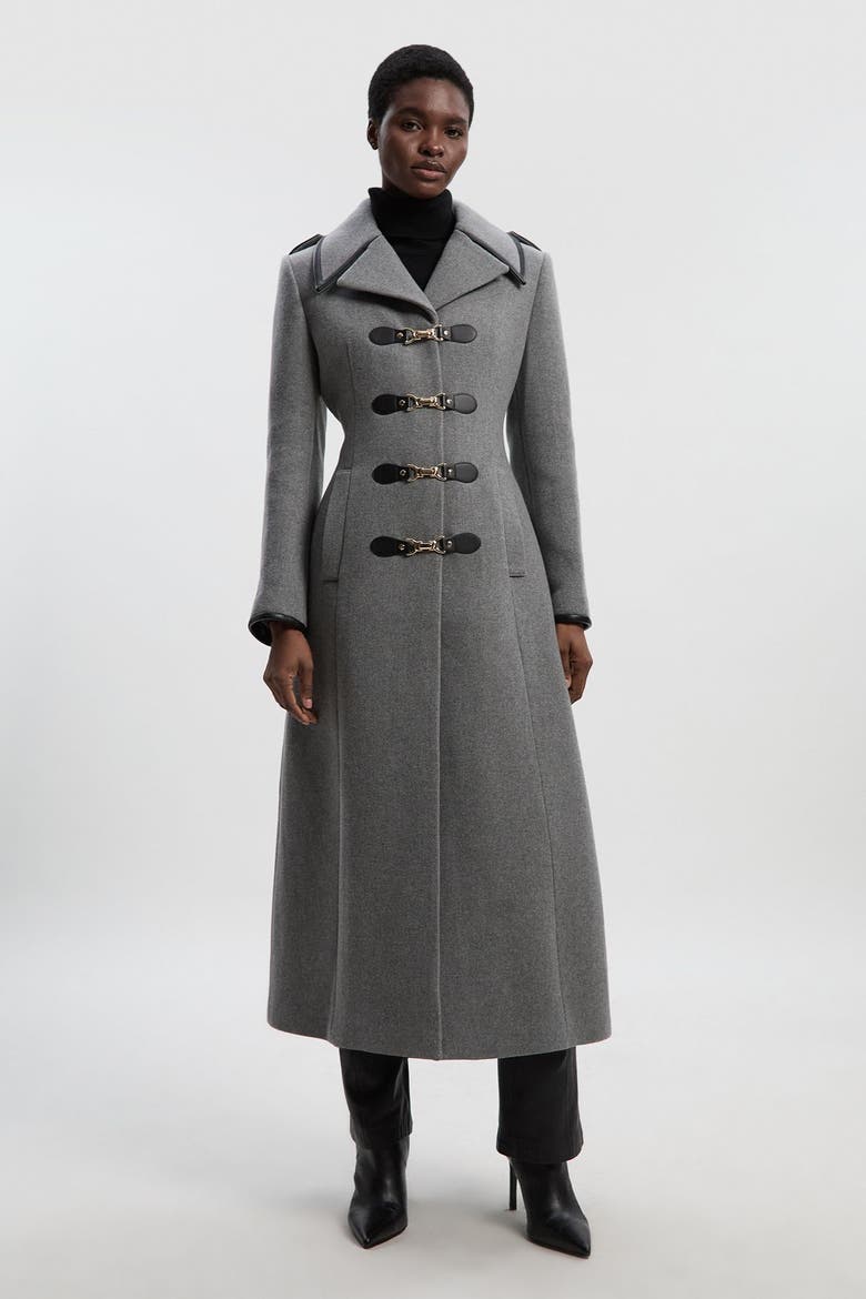 Military Tailored Midi Coat, Main, color, Grey
