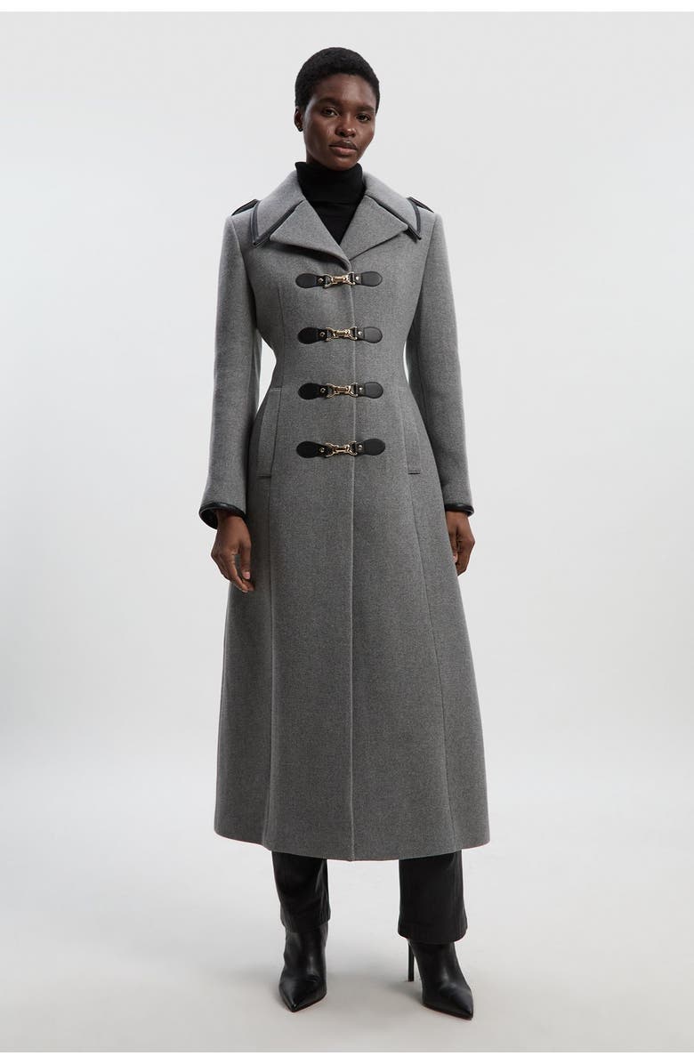Karen Millen Military Tailored Midi Coat, Main, color, Grey