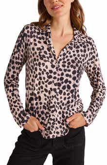 Printed Button Up Knit Top