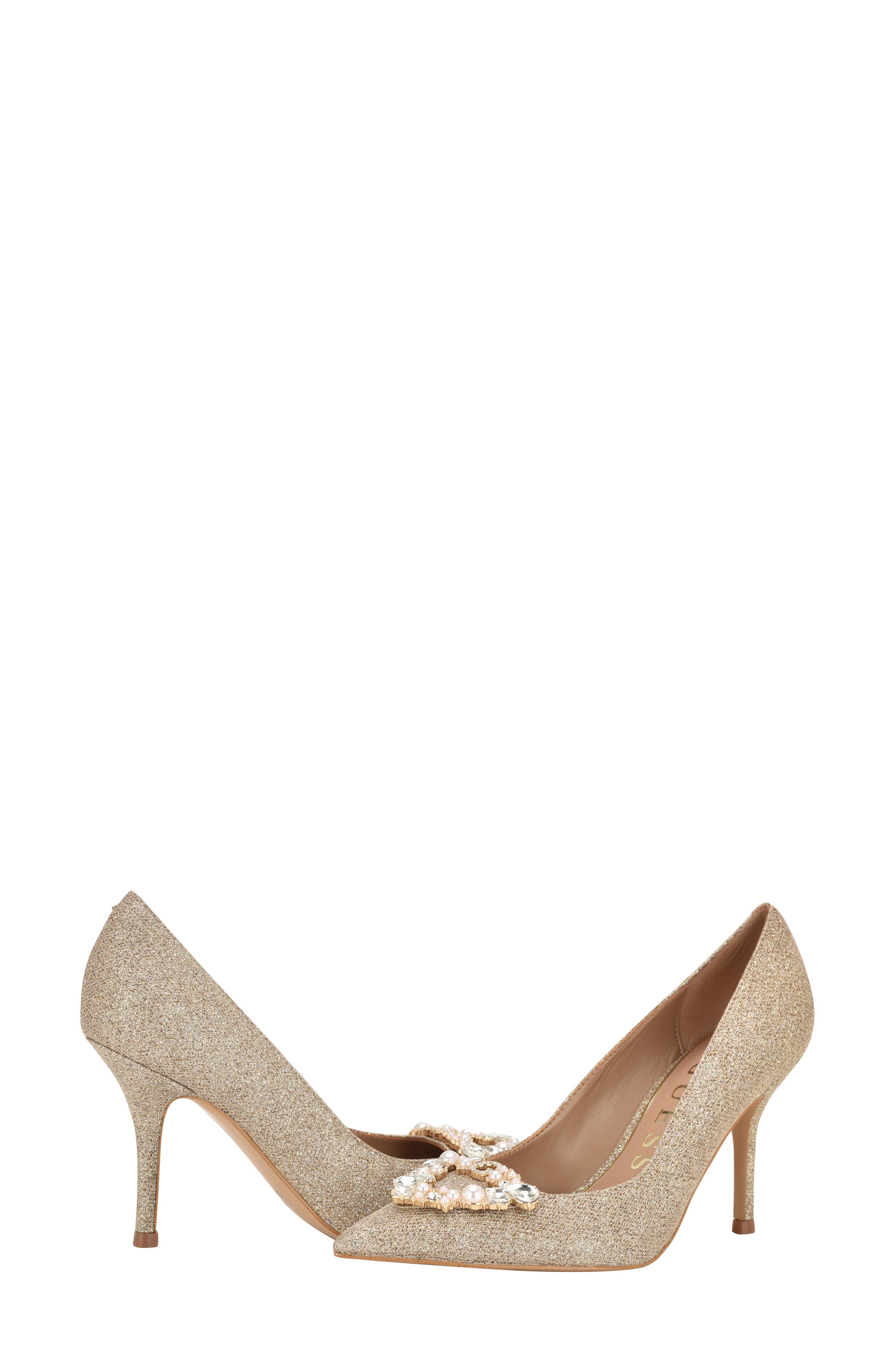 GUESS Prinsen 2 Tweed Pump, Alternate, color, Gold