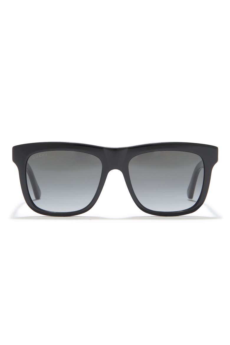 56mm Square Sunglasses, Main, color, BLACK BLACK SILVER