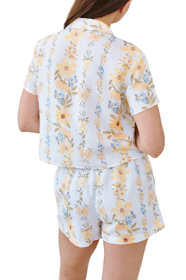 Stripe Floral Short Sleeve Button-Up Camp Shirt, Alternate, color, WILDFLOWER