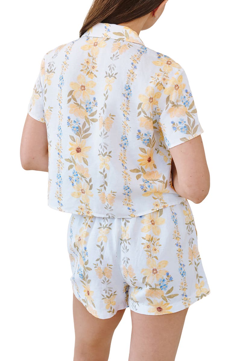 Bella Dahl Stripe Floral Short Sleeve Button-Up Camp Shirt, Alternate, color, Wildflower