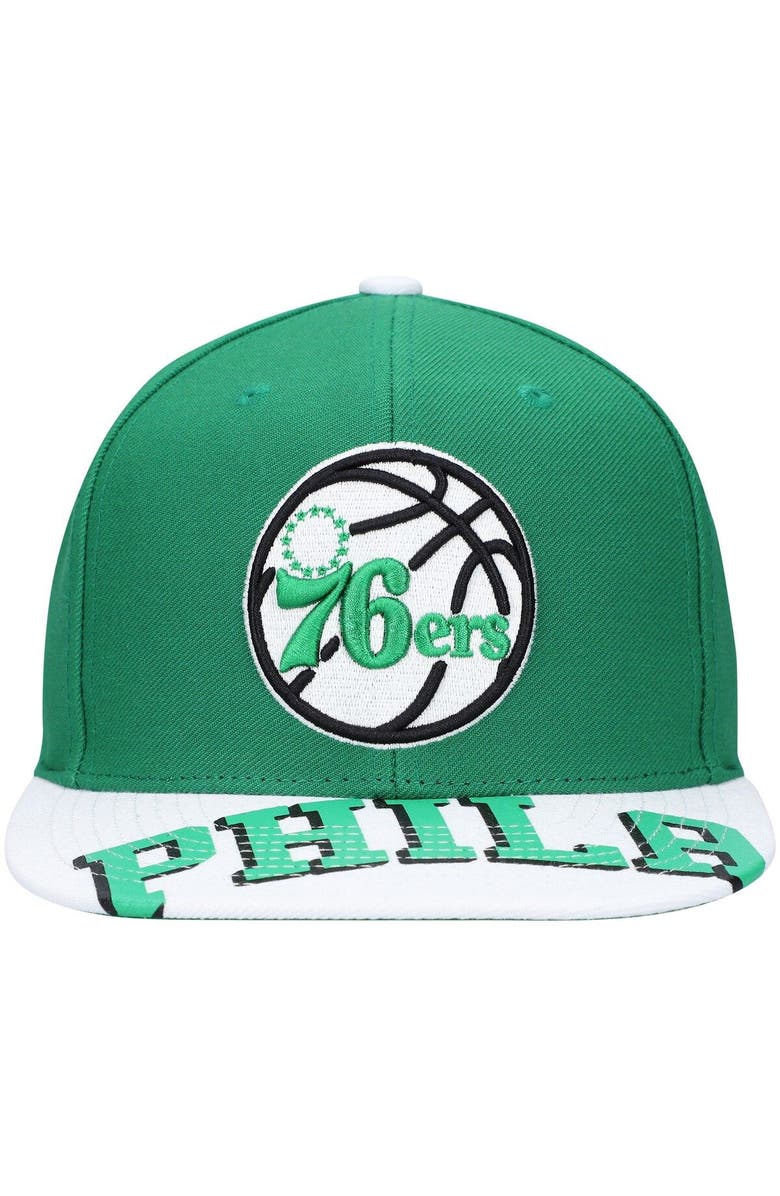 Mitchell & Ness Men's Mitchell & Ness x Lids Green/White Philadelphia 76ers Current Reload 3.0 Snapback Hat, Alternate, color, 