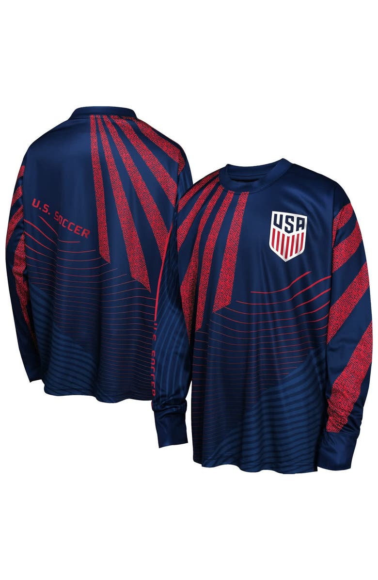 Outerstuff Youth Outerstuff Navy USMNT Nifty Netminder Long Sleeve T-Shirt, Main, color, 