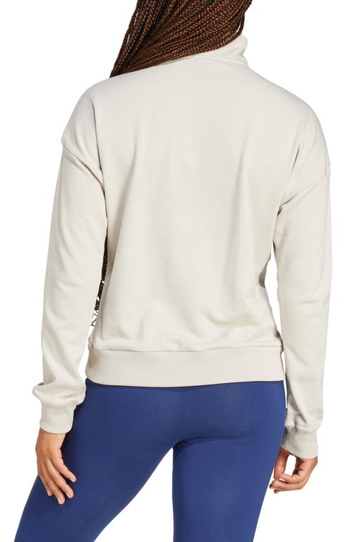 Adidas Originals Women's Essentials Small Logo French Terry Quarter Zip Top In Wonder Alumina/white
