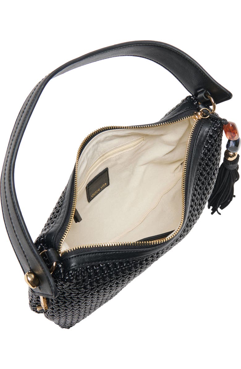 Dolce Vita Zaria Woven Faux Leather Shoulder Bag, Alternate, color, Black