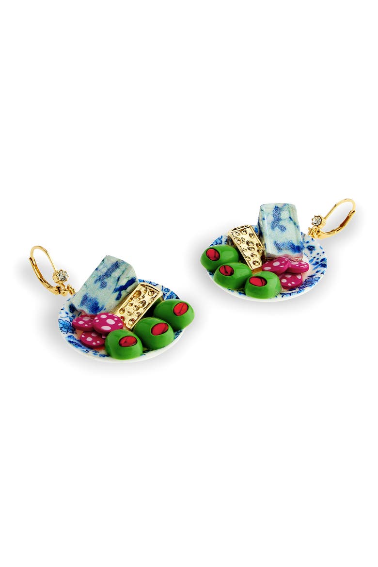 Cheese Plate Statement Earrings, Alternate, color, BLUE