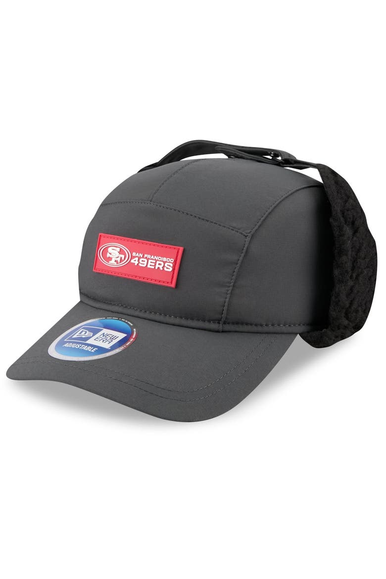 Men's New Era Charcoal San Francisco 49ers 2025 Sideline Cold Weather Runner Dog Ear Adjustable Hat, Main, color, Charcoal