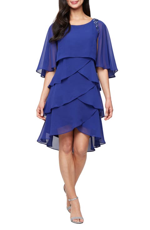 Beaded Tiered Chiffon Dress