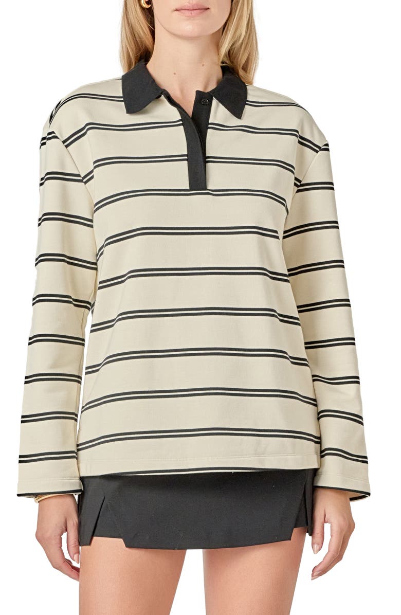 English Factory Stripe Long Sleeve Polo, Main, color, 
