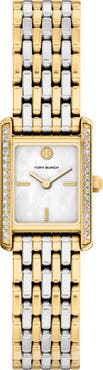 Tory Burch The Small Eleanor Mother-of-Pearl Tank Bracelet Watch, 19mm x 22mm