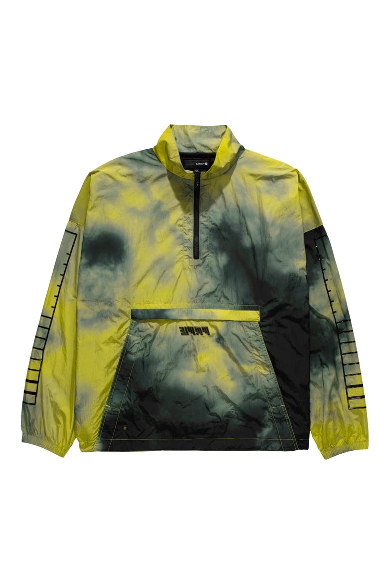 Quarter Zip Nylon Pullover Windbreaker, Main, color, YELLOW/ BLACK
