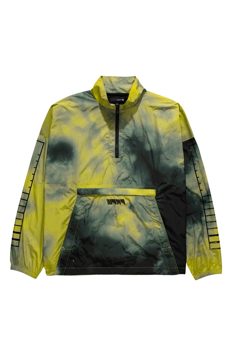 PURPLE BRAND Quarter Zip Nylon Pullover Windbreaker, Main, color, Yellow/ Black
