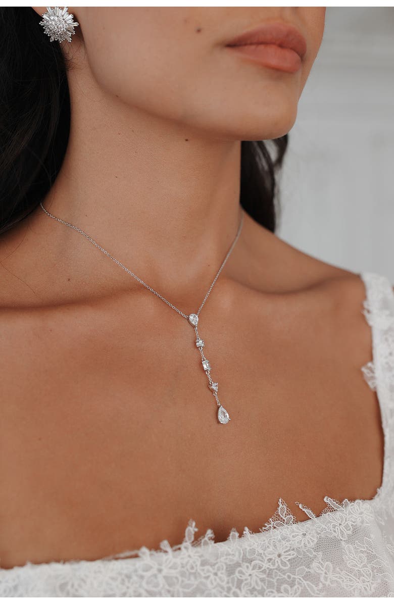 Untamed Petals Lunar Crystal Drop Pendant, Alternate, color, Silver