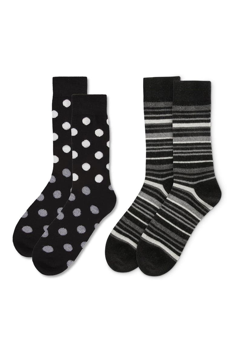 Assorted 2-Pack Crew Socks, Alternate, color, BLACK-BLACK