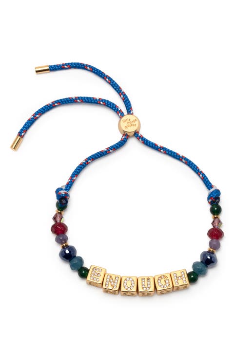 Enough Cubic Zirconia Letter Block Beaded Cord Bracelet