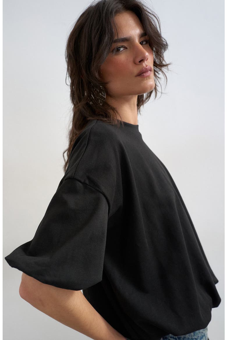Bubble Hem Cotton T-Shirt, Alternate, color, BLACK