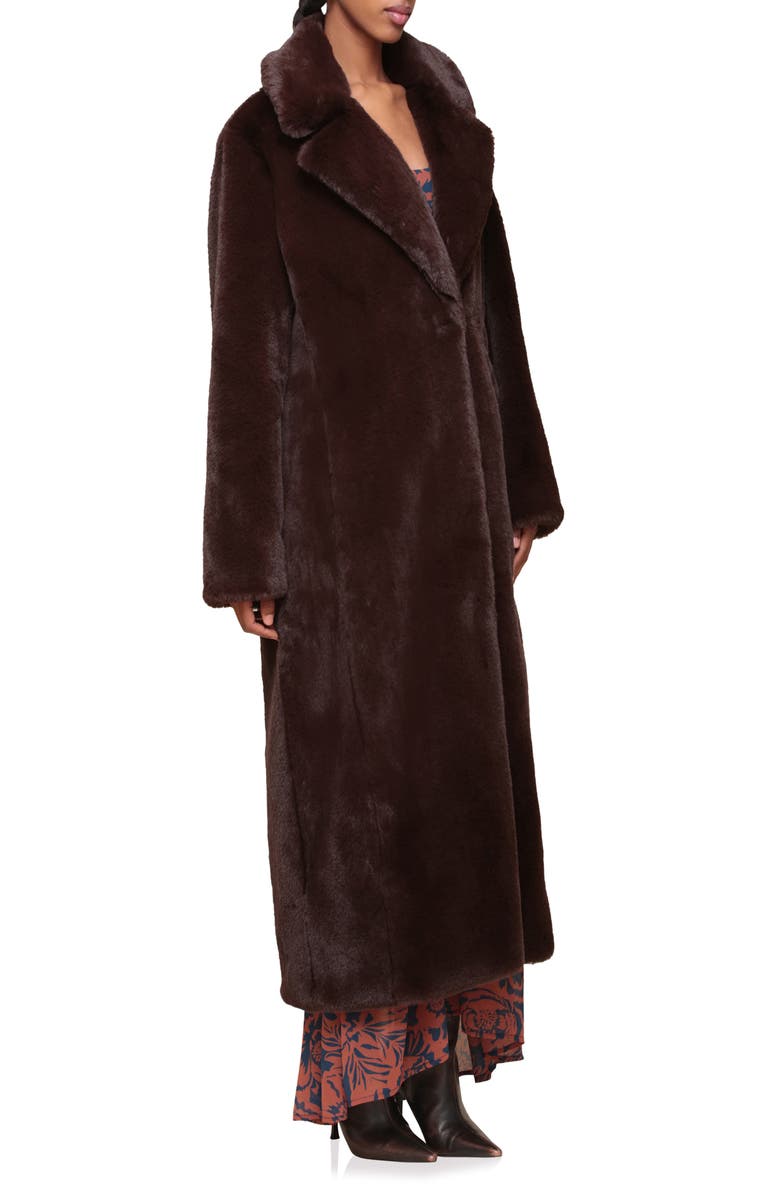 Notch Collar Faux Fur Coat