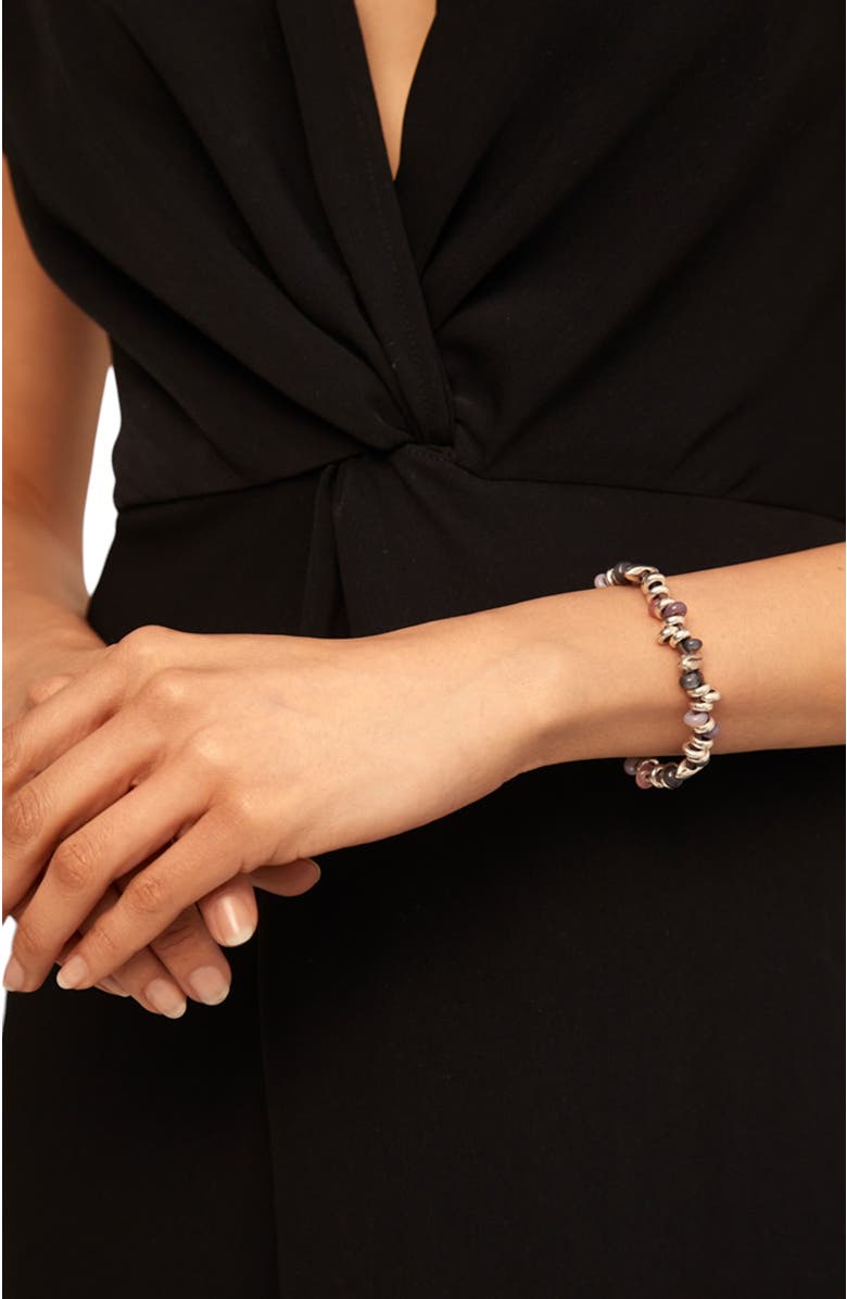 UNODE50 Braided Leather and Bead Bracelet, Alternate, color, Silver