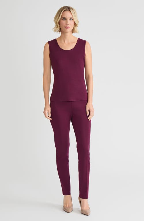 Ming Wang Mid-length Scoop Neck Knit Tank In Burgundy