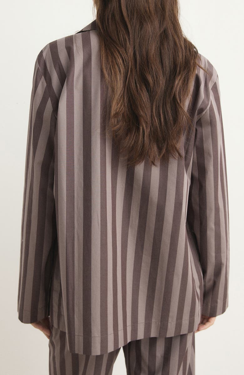 MANGO Stripe Cotton Pajama Top, Alternate, color, Brown