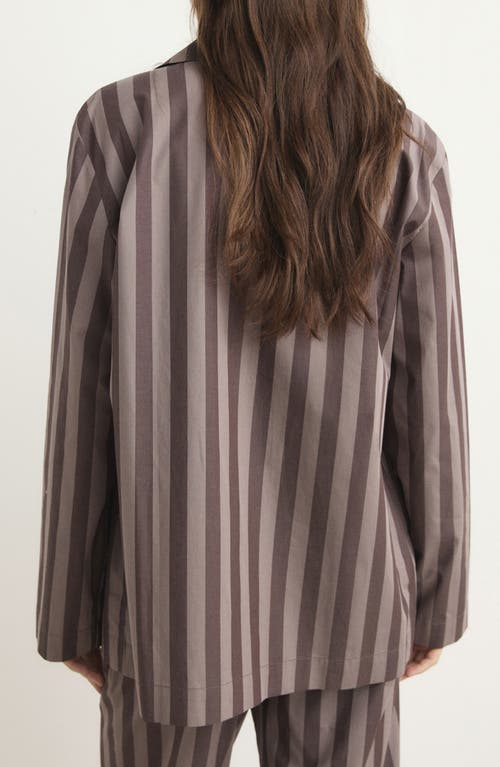 Mango Stripe Cotton Pajama Top In Brown