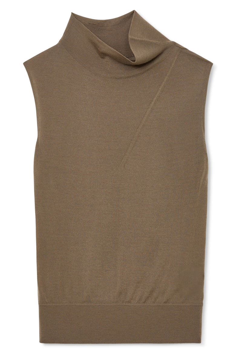 Honey Mock Neck Wool Shell, Alternate, color, KHAKI GREEN