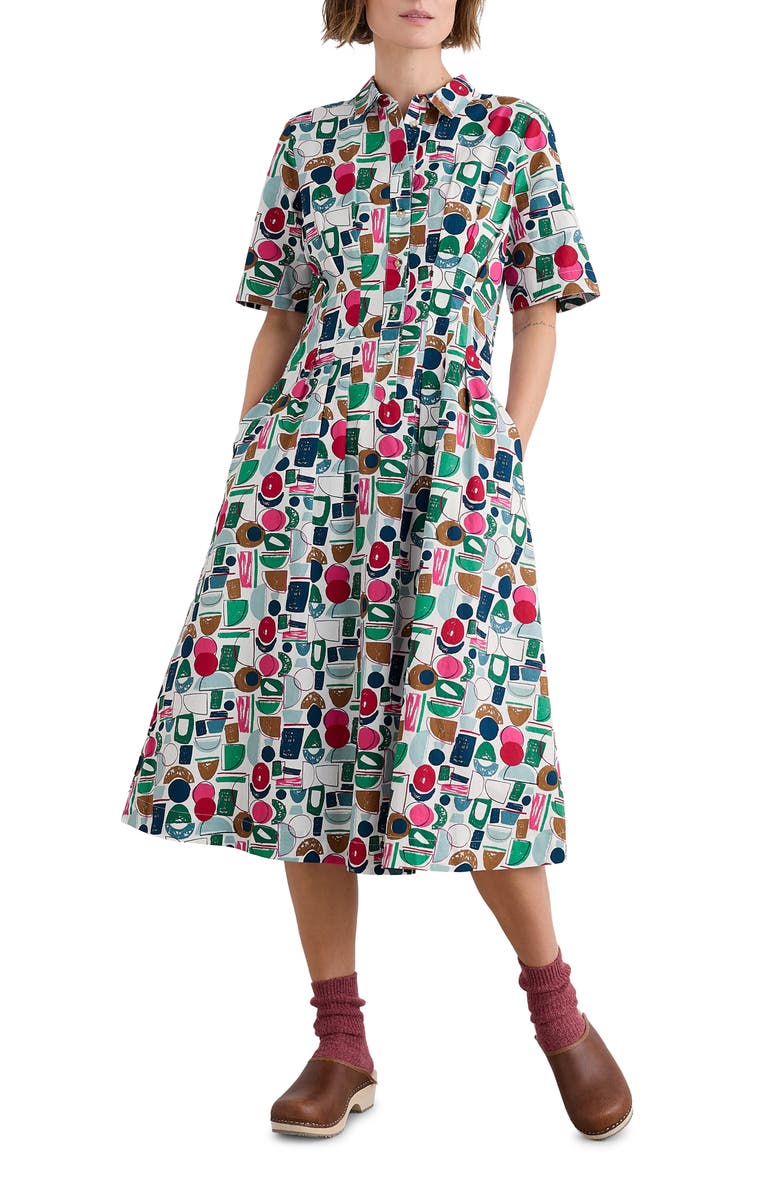 Seasalt Cornwall Wild Liquorice Organic Cotton Shirtdress, Main, color, Studio Shapes Chalk