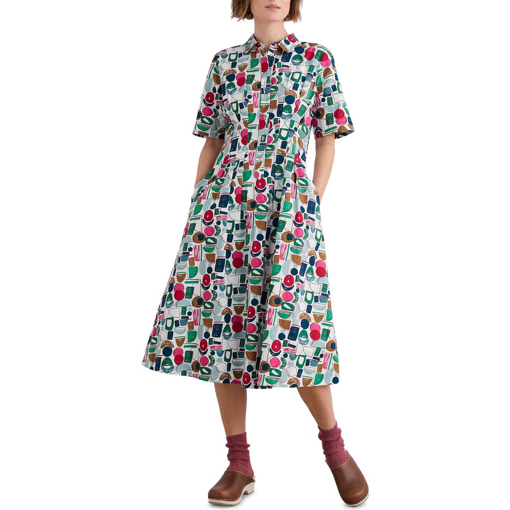 Seasalt Cornwall Wild Liquorice Organic Cotton Shirtdress In Studio Shapes Chalk
