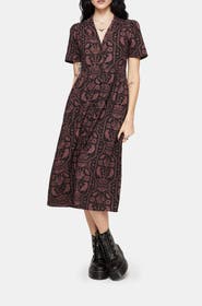 Disturbia Annabel Raven Print Midi Shirt Dress