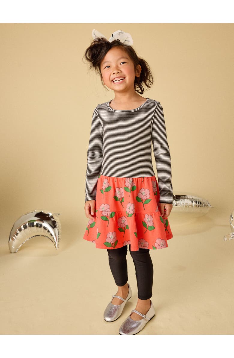 Tea Collection Tiered Skirted Twirl Dress, Alternate, color, Winter Camellia