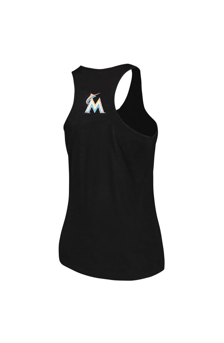 SOFT AS A GRAPE Women's Soft as a Grape Black Miami Marlins Plus Size Swing for the Fences Racerback Tank Top, Alternate, color, Black
