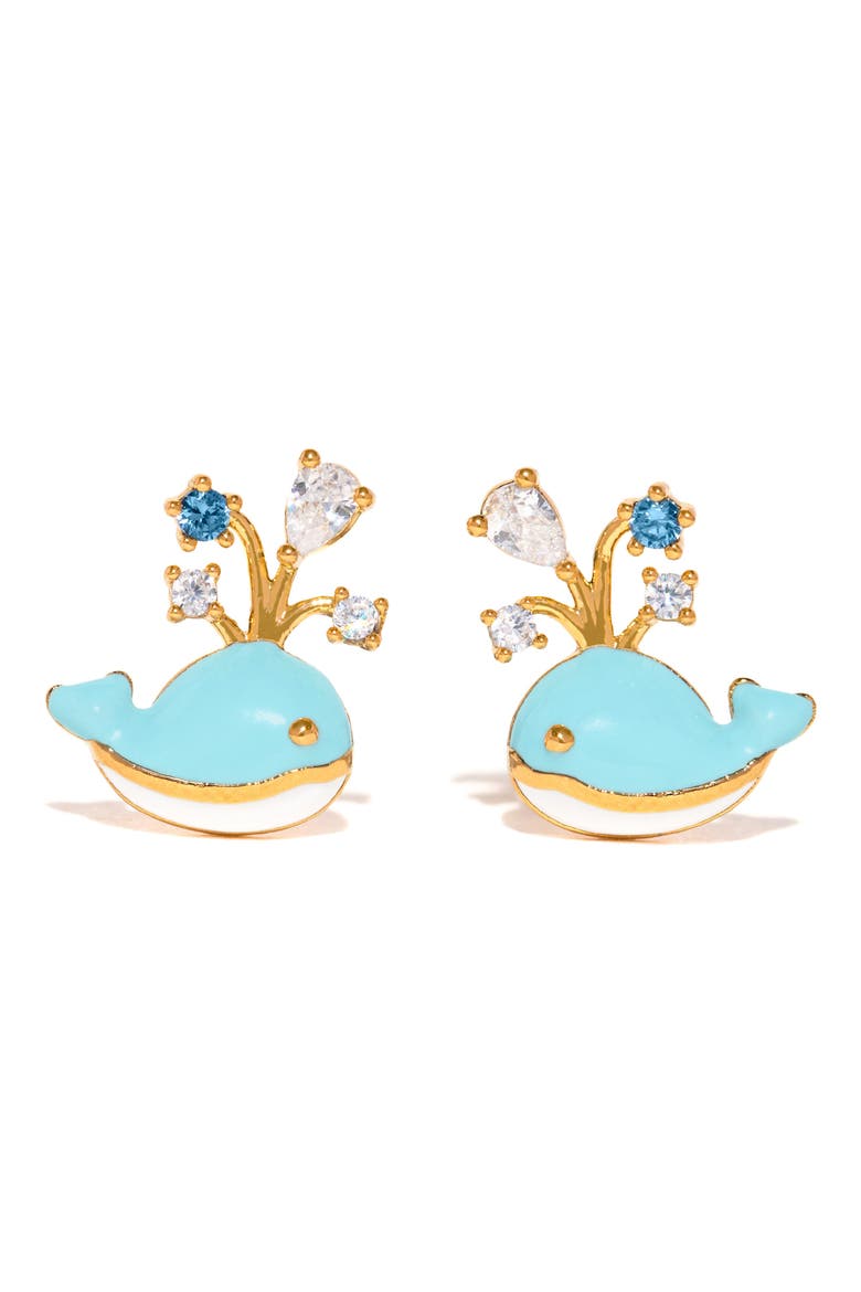 Whale You Be Mine Stud Earrings, Main, color, GOLD