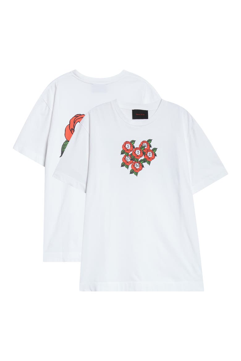 Cluster Rose Logo Graphic T-Shirt, Alternate, color, WHITE