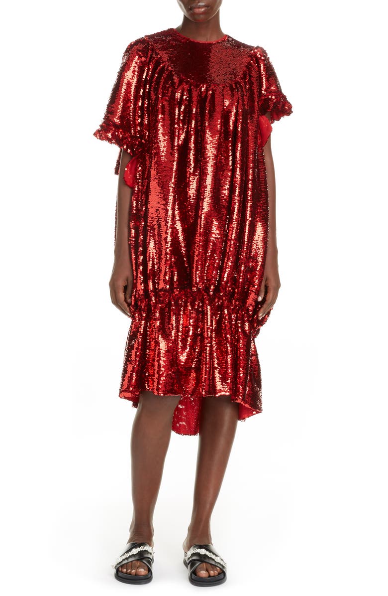 Simone Rocha Sequin Asymmetrical Bubble Dress, Main, color,